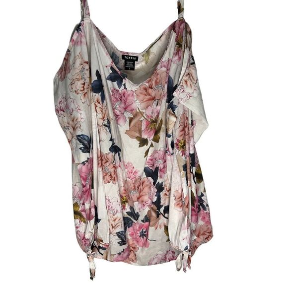 Torrid Floral Blouse Long Sleeve/Tank With Exposed Shoulder - Picture 1 of 4